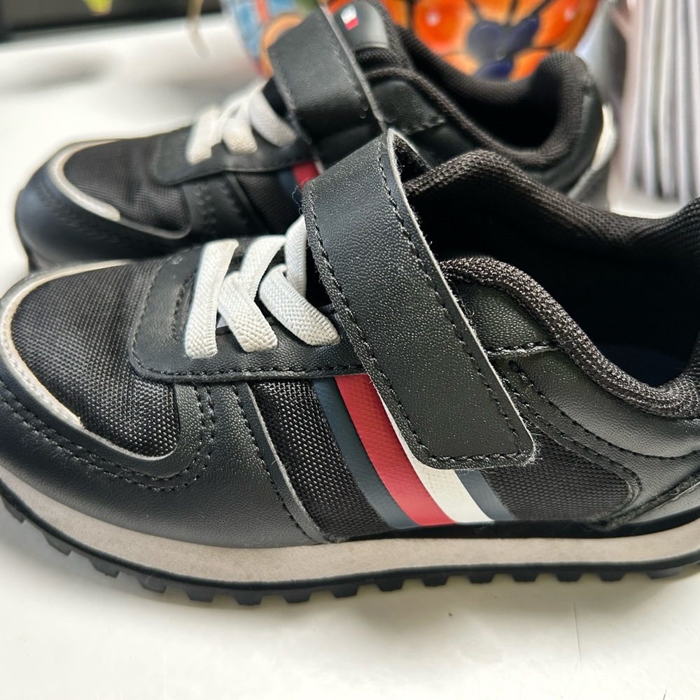 Tommy Hilfiger Black and White Sneakers with Velcro Strap